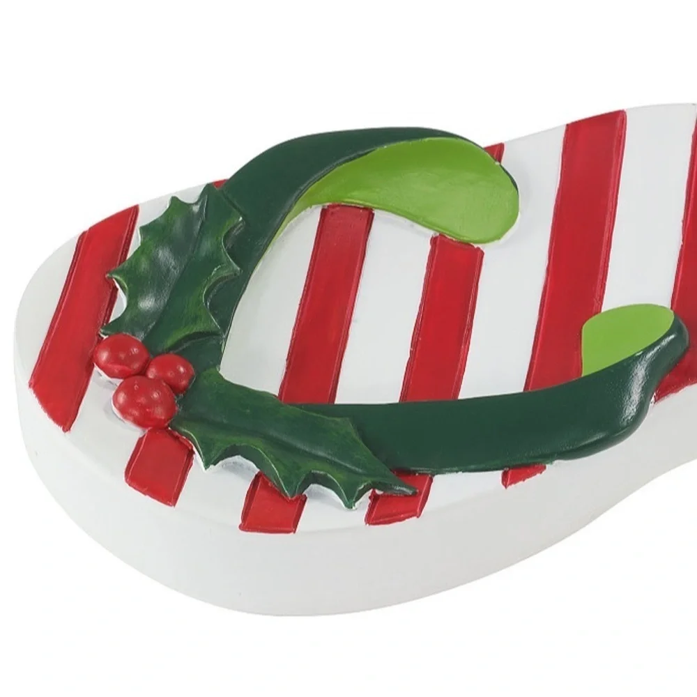 Festive Striped Holly Flip Flop Decor Christmas Bathroom Tray AVANTI New in Box